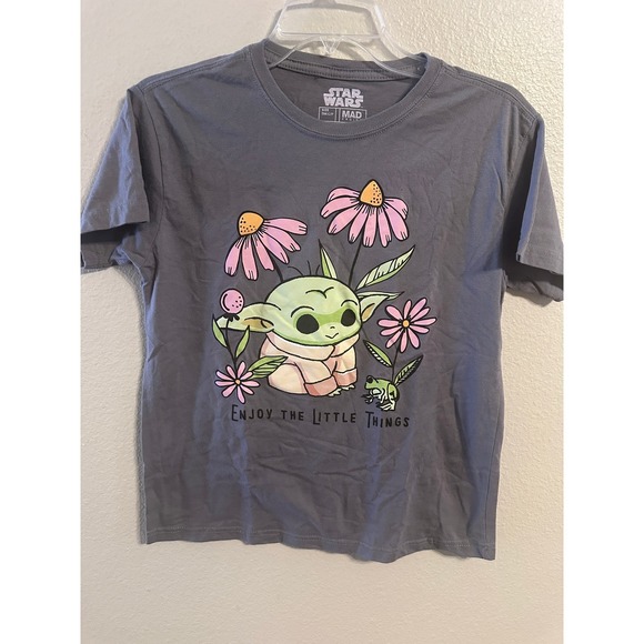 Star Wars Tops - Star Wars The Mandalorian Grogu Enjoy the Little Things T Shirt Women's SM